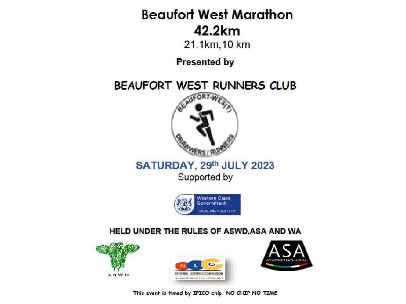 Beaufort West Marathon 42km, 21km & 10km
